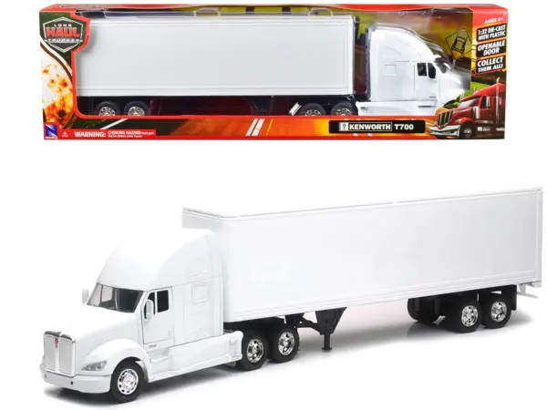 Kenworth T700 Truck with Dry Goods Trailer White "Long Haul Truckers" Series 1/32 Diecast Model by New Ray #1