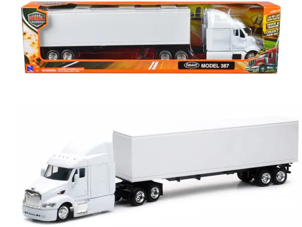 Peterbilt 387 Truck with Dry Goods Trailer White "Long Haul Trucker" Series 1/43 Diecast Model by New Ray #1