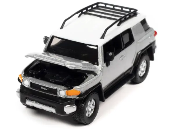 2007 Toyota FJ Cruiser Titanium Silver Metallic with White Top and Roofrack "Classic Gold Collection" Series Limited Edition 1/64 Diecast Model Car by Johnny Lightning #2