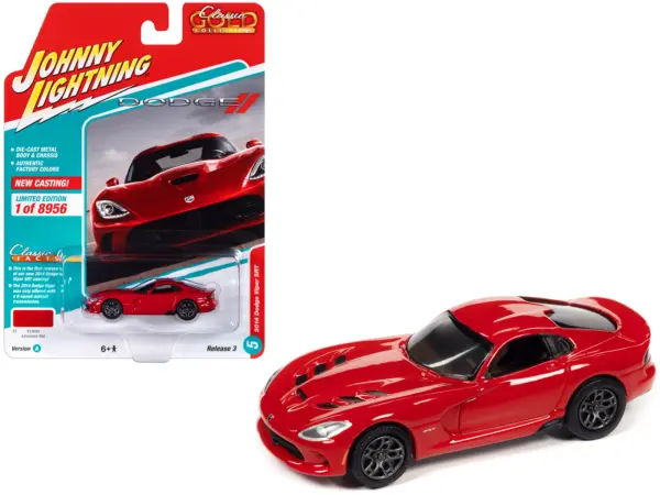 2014 Dodge Viper SRT Adrenaline Red "Classic Gold Collection" Series Limited Edition to 8956 pieces Worldwide 1/64 Diecast Model Car by Johnny Lightning #1