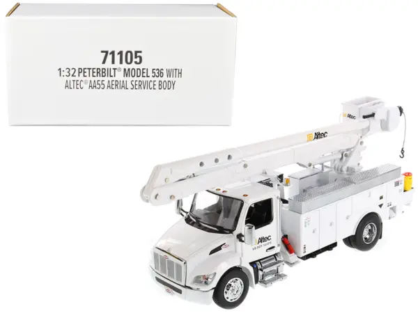 Peterbilt 536 Truck with Altec AA55 Aerial Service Body White "Transport Series" 1/32 Diecast Model by Diecast Masters #1
