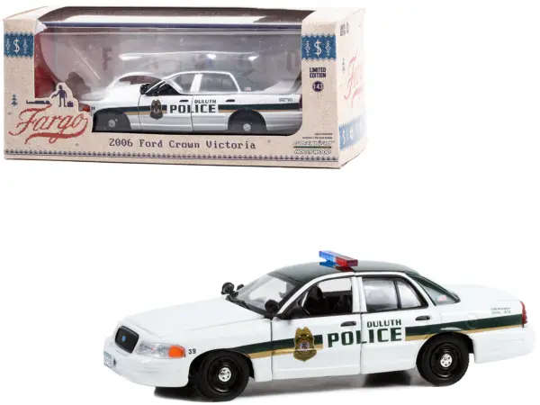 2006 Ford Crown Victoria Police Interceptor White with Green Top "Duluth Minnesota Police" "Fargo" (2014-2020 TV Series) "Hollywood" Series 1/43 Diecast Model Car by Greenlight #1