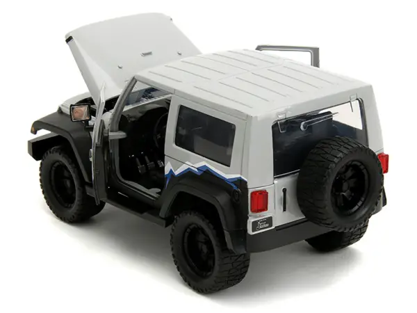 2007 Jeep Wrangler Gray and Black with Blue and White Stripes with Extra Wheels "Just Trucks" Series 1/24 Diecast Model Car by Jada #4