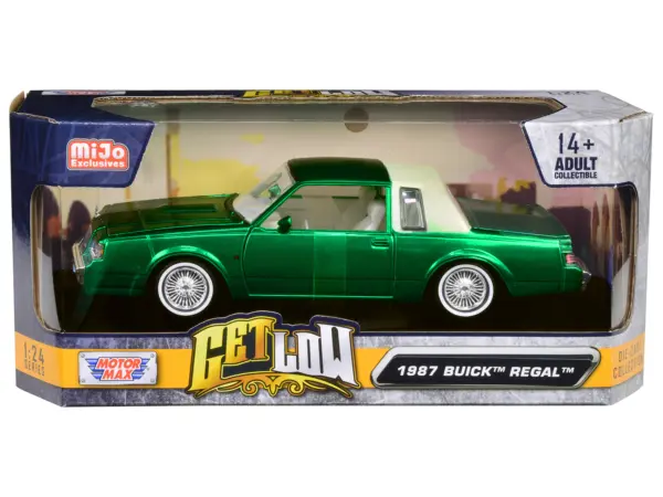 1987 Buick Regal Green Metallic with White Interior "Get Low" Series 1/24 Diecast Model Car by Motormax #1