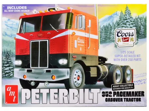Skill 3 Model Kit Peterbilt 352 Pacemaker Cabover Tractor "Coors" 1/25 Scale Model by AMT #1