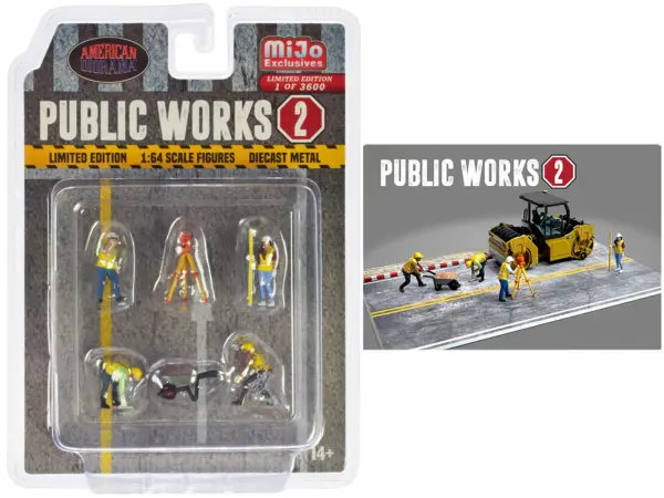 "Public Works 2" 6 piece Diecast Figure Set (4 Figures 1 camera 1 wheelbarrow) Limited Edition to 3600 pieces Worldwide for 1/64 scale models by American Diorama #1