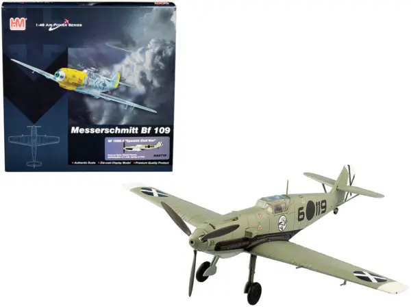 Messerschmitt BF 109E-3 Fighter Aircraft "Hauptmann Siebelt Reents Spanish Civil War" (1939) "Air Power Series" 1/48 Diecast Model by Hobby Master #1