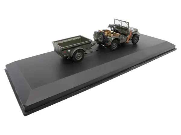 Willys Jeep 1/4-Ton Utility Truck Olive Drab with Trailer "United States Army" 1/43 Diecast Model by Militaria Die Cast #5