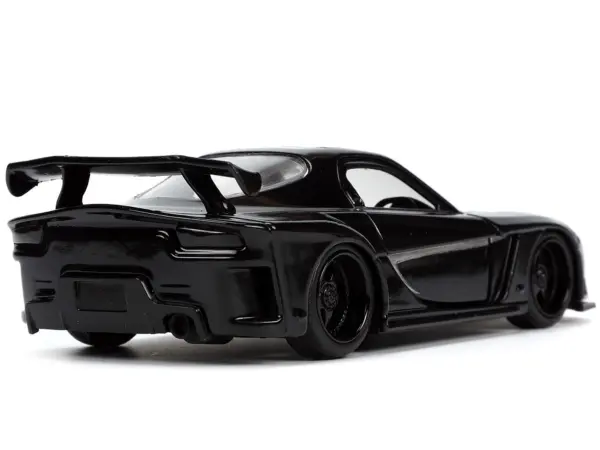 1995 Mazda RX-7 RHD (Right Hand Drive) Black and Black Panther Diecast Figure "The Avengers" "Hollywood Rides" Series 1/32 Diecast Model Car by Jada #4