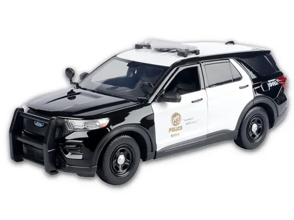 2015 Ford Police Interceptor Utility Black and White "Los Angeles Police Department (LAPD)" with Flashing Light Bar and Front and Rear Lights and Sounds 1/24 Diecast Model Car by Motormax #2