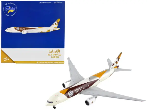 Boeing 777F Commercial Aircraft "Etihad Cargo - Year of Zayed" White with Graphics 1/400 Diecast Model Airplane by GeminiJets #1