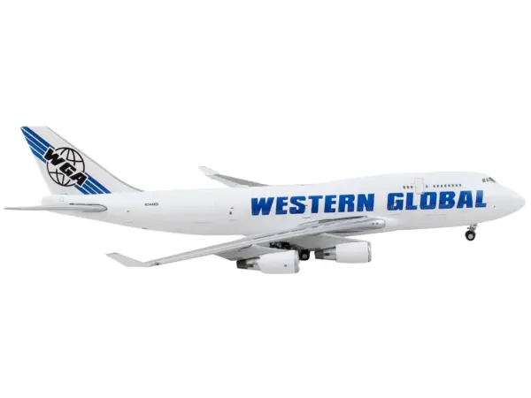 Boeing 747-400F Commercial Aircraft "Western Global" White with Blue Tail Stripes 1/400 Diecast Model Airplane by GeminiJets #2
