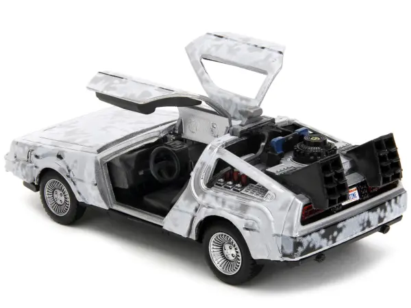 DMC DeLorean Time Machine Brushed Metal (Frost Version) "Back to the Future" (1985) Movie "Hollywood Rides" Series 1/32 Diecast Model Car by Jada #4