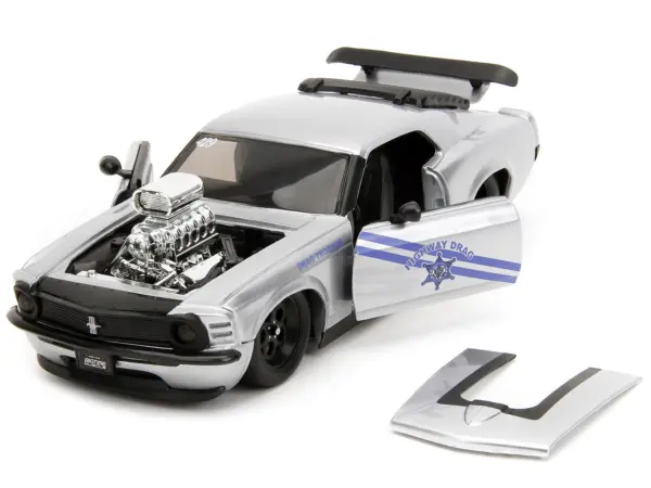 1970 Ford Mustang Boss 429 Silver Metallic "Highway Drag - Drag Trooper" "Bigtime Muscle" Series 1/24 Diecast Model Car by Jada #2