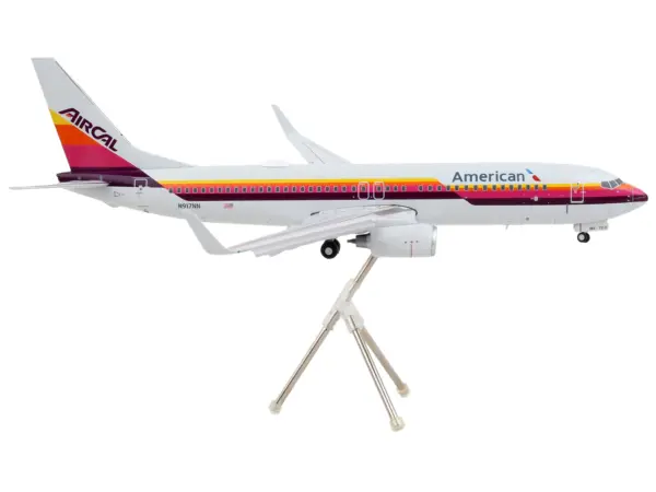 Boeing 737-800 Commercial Aircraft with Flaps Down "American Airlines - AirCal" Gray with Stripes "Gemini 200" Series 1/200 Diecast Model Airplane by GeminiJets #2