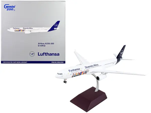 Airbus A330-300 Commercial Aircraft "Lufthansa - Diversity Wins" White with Blue Tail "Gemini 200" Series 1/200 Diecast Model Airplane by GeminiJets #1