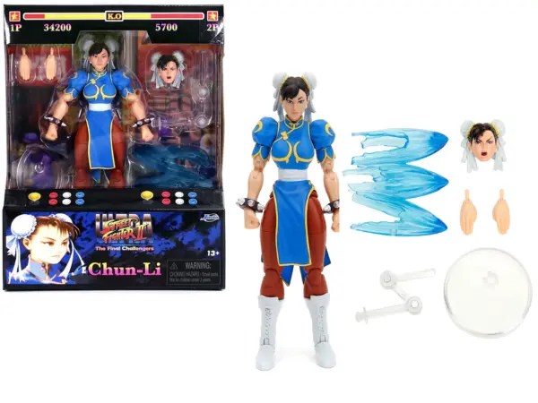 Chun-Li 6" Moveable Figure with Accessories and Alternate Head and Hands "Ultra Street Fighter II: The Final Challengers" (2017) Video Game model by Jada #1