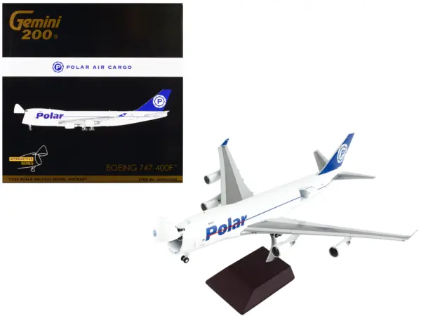 Boeing 747-400F Commercial Aircraft "Polar Air Cargo" White with Blue Tail "Gemini 200 - Interactive" Series 1/200 Diecast Model Airplane by GeminiJets #1