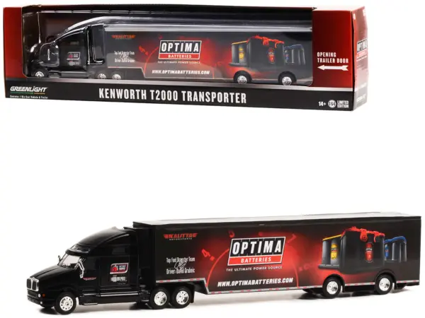 Kenworth T2000 Transporter Black "OPTIMA Batteries: The Ultimate Power Source" "Hobby Exclusive" Series 1/64 Diecast Model by Greenlight #1