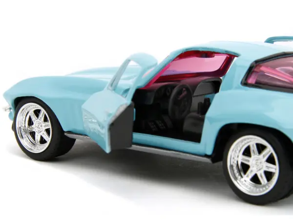 1966 Chevrolet Corvette Light Blue with Pink Tinted Windows "Pink Slips" Series 1/32 Diecast Model Car by Jada #3