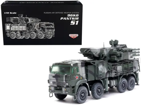 Pantsir S1 96K6 Self-Propelled Air Defense Weapon System Tri-Color Camouflage "Russia's Armed Forces" "Armor Premium" Series 1/72 Diecast Model by Panzerkampf #1