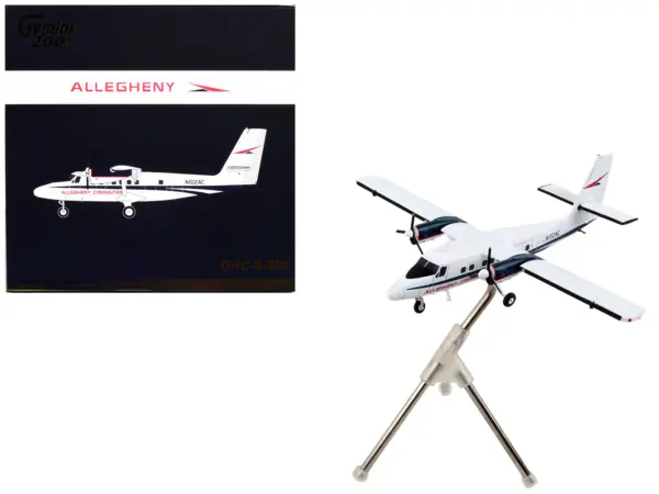 De Havilland DHC-6-300 Commercial Aircraft "Allegheny Airlines" White with Blue Stripes "Gemini 200" Series 1/200 Diecast Model Airplane by GeminiJets #1