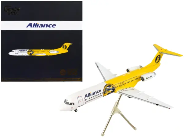 Fokker F100 Commercial Aircraft "Alliance Airlines" White and Yellow "Gemini 200" Series 1/200 Diecast Model Airplane by GeminiJets #1