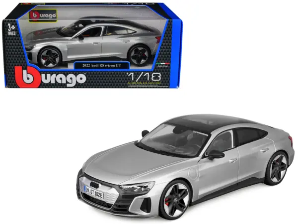 2022 Audi RS e-tron GT Silver Metallic with Sunroof 1/18 Diecast Model Car by Bburago #1