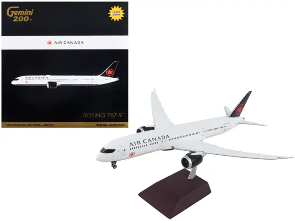 Boeing 787-9 Commercial Aircraft with Flaps Down "Air Canada" White with Black Tail "Gemini 200" Series 1/200 Diecast Model Airplane by GeminiJets #1