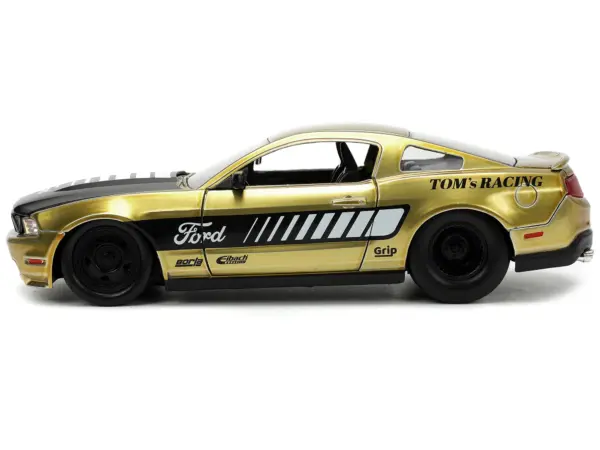 2010 Ford Mustang GT Gold Metallic with Black Graphics and Hood "Tom's Racing" "Bigtime Muscle" Series 1/24 Diecast Model Car by Jada #3