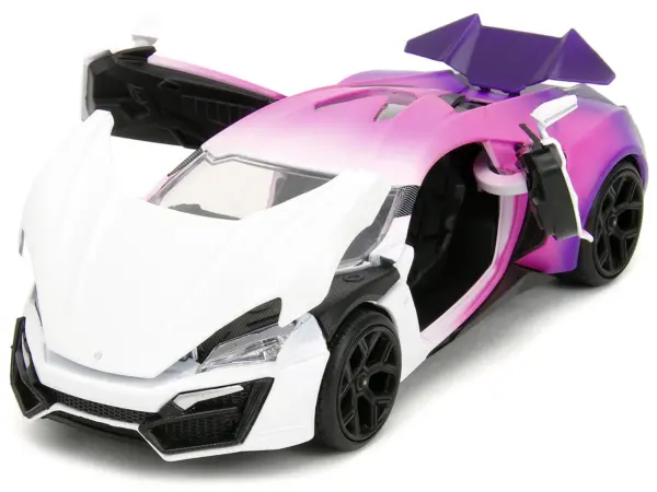 Lykan Hypersport White Pink and Purple Gradient "Pink Slips" Series 1/24 Diecast Model Car by Jada #2