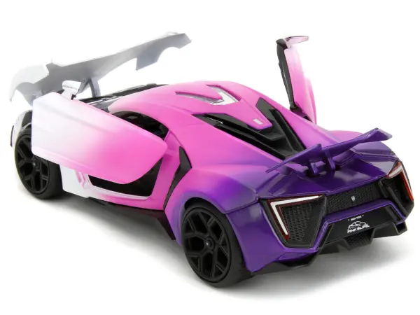 Lykan Hypersport White Pink and Purple Gradient "Pink Slips" Series 1/24 Diecast Model Car by Jada #4