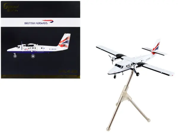 De Havilland DHC-6-300 Commercial Aircraft "British Airways" White with Striped Tail "Gemini 200" Series 1/200 Diecast Model Airplane by GeminiJets #1