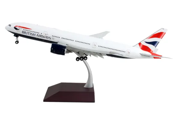 Boeing 777-200ER Commercial Aircraft with Flaps Down "British Airways" White with Striped Tail "Gemini 200" Series 1/200 Diecast Model Airplane by GeminiJets #2
