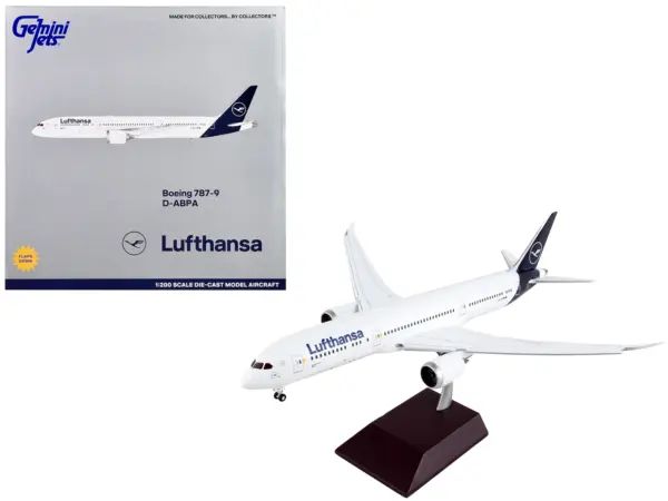 Boeing 787-9 Commercial Aircraft with Flaps Down "Lufthansa" White with Blue Tail "Gemini 200" Series 1/200 Diecast Model Airplane by GeminiJets #1