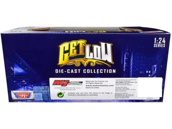 1966 GMC C1000 Fenderside Pickup Truck Lowrider Blue with White Top "Get Low" Series 1/24 Diecast Model Car by Motormax #2