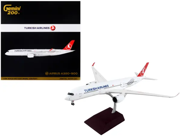 Airbus A350-900 Commercial Aircraft "Turkish Airlines" White with Red Tail "Gemini 200" Series 1/200 Diecast Model Airplane by GeminiJets #1
