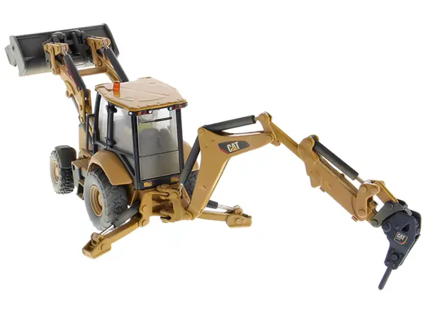 CAT Caterpillar 420F2 IT Backhoe Loader with Operator Yellow "Weathered Series" 1/50 Diecast Model by Diecast Masters #3