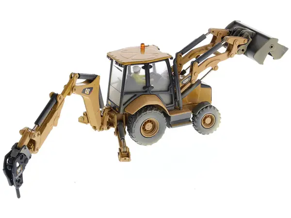 CAT Caterpillar 420F2 IT Backhoe Loader with Operator Yellow "Weathered Series" 1/50 Diecast Model by Diecast Masters #4