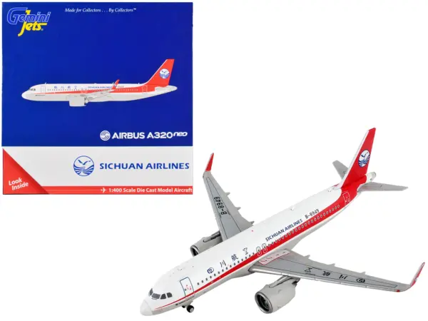Airbus A320neo Commercial Aircraft "Sichuan Airlines" White with Red Stripes and Tail 1/400 Diecast Model Airplane by GeminiJets #1