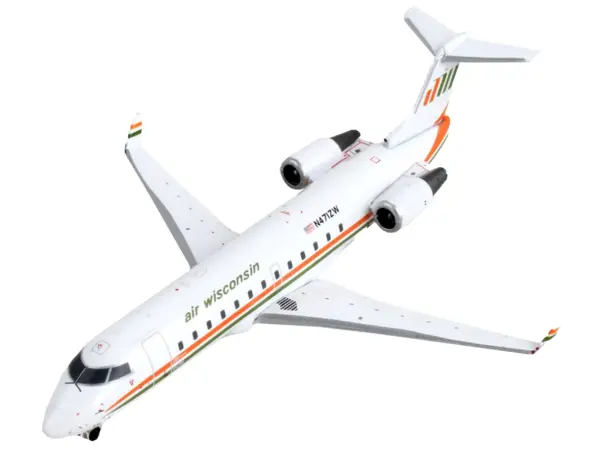 Bombardier CRJ200 Commercial Aircraft "Air Wisconsin" White with Orange and Green Stripes 1/400 Diecast Model Airplane by GeminiJets #3