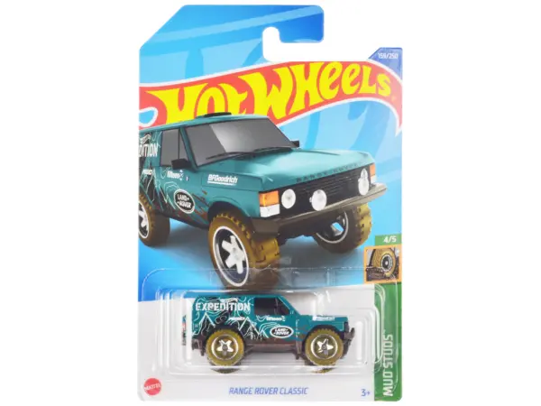 Land Rover Range Rover Classic Teal with White Graphics "Hot Wheels Expedition" "Mud Studs" Series Diecast Model Car by Hot Wheels #1
