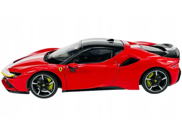 Ferrari SF90 Stradale Assetto Fiorano Red with White Stripes "Signature Series" 1/18 Diecast Model Car by Bburago #3