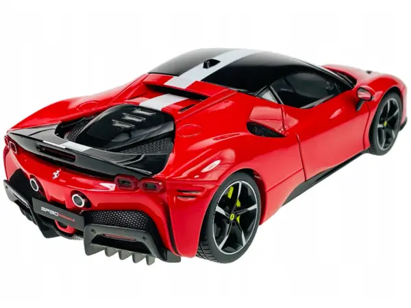 Ferrari SF90 Stradale Assetto Fiorano Red with White Stripes "Signature Series" 1/18 Diecast Model Car by Bburago #4