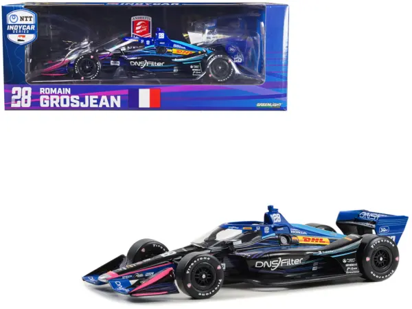 Dallara IndyCar #28 Romain Grosjean "DNSFilter" Andretti Autosport (Road Course Configuration) "NTT IndyCar Series" (2023) 1/18 Diecast Model Car by Greenlight #1