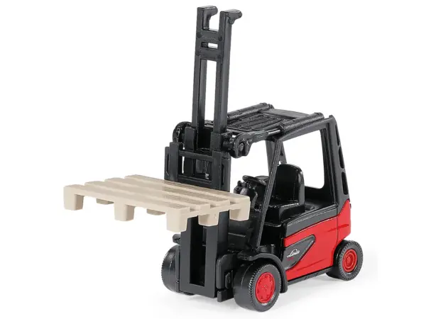 Linde E35 Forklift Truck Red with Black Top with Pallet Accessory Diecast Model by Siku #2