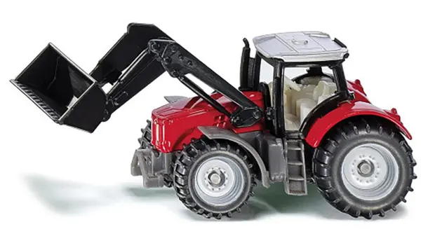 Massey Ferguson Tractor with Front Loader Red with Silver Top Diecast Model by Siku #2