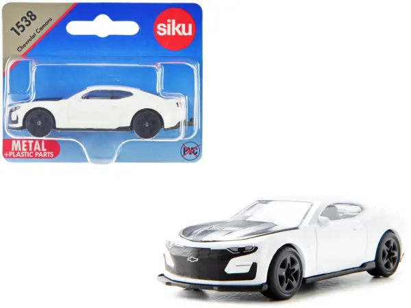 Chevrolet Camaro White with Black Hood Diecast Model Car by Siku #1