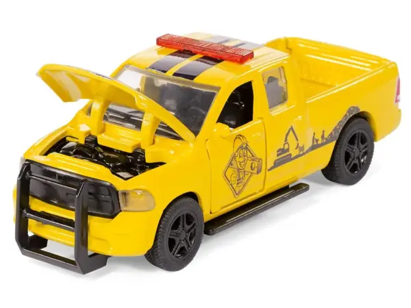 Ram 1500 Pickup Truck Yellow with Compressor Trailer and Worker Figure with Accessories Set 1/50 Diecast Models by Siku #4