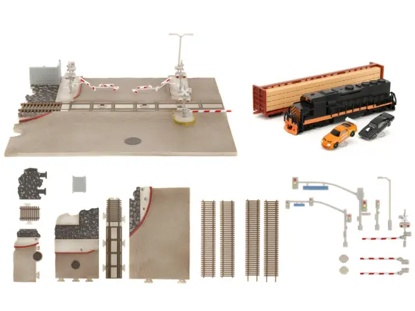"Fast & Furious" Final Race Diorama with Toyota Supra Orange and Dodge Charger Black "Nano Scene" Series model by Jada #4